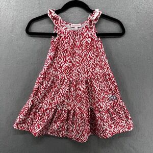 Tommy Bahama Tank Dress Girls Size 3T Pink White Sleeveless Coastal Beach Ruffle